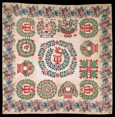 Odd Fellows Applique Album quilt, c.1850 by Mary Ann McCue